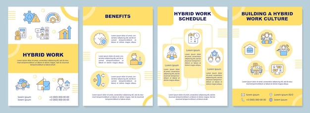 Gelbe broschürenvorlage für hybride arbeit