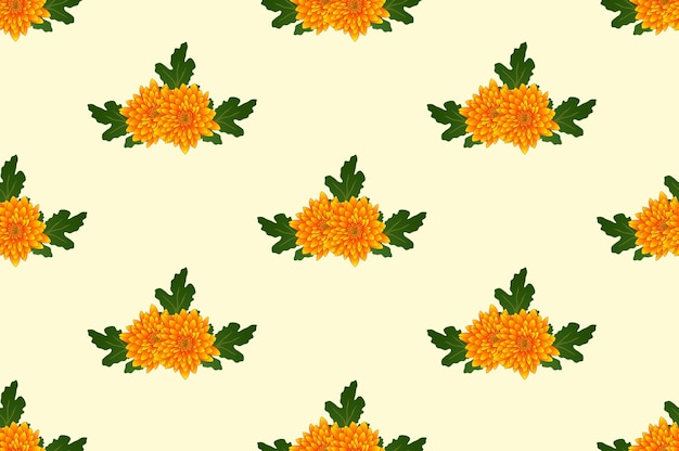Gelbe chrysantheme auf elfenbein beige hintergrund