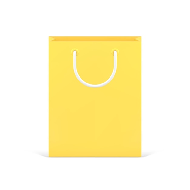 Gelbe Einkaufstasche Paket d Symbol Vektor Illustration