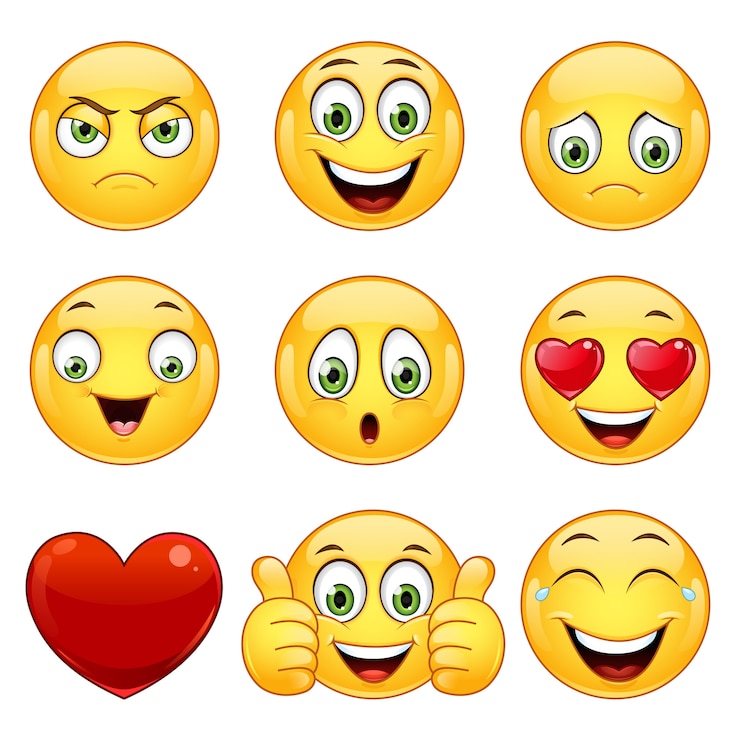 Gelbe Emoticons festgelegt.