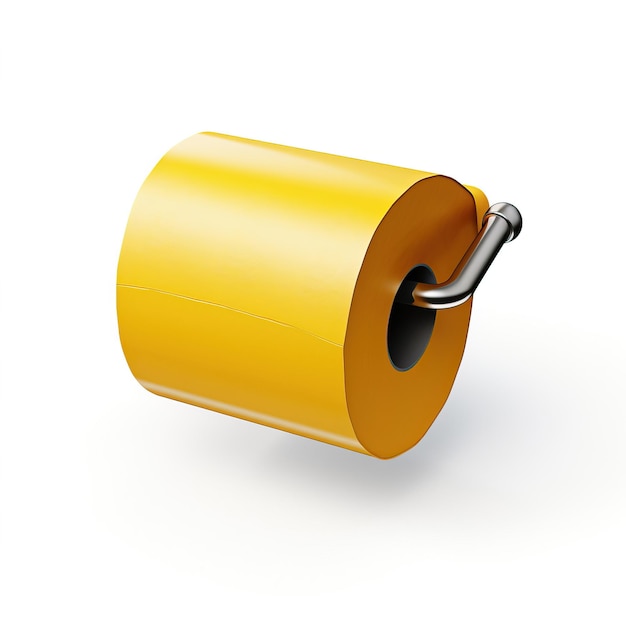 Vektor gelbe farbe toilettenpapierhalter 3d-vektor weißer hintergrund