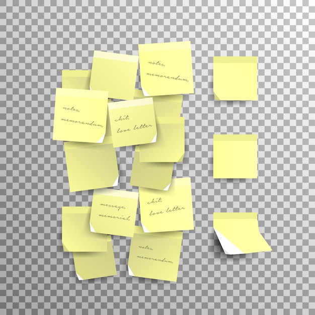 Vektor gelbe haftnotiz lokalisiert auf einem transparenten hintergrund. vorlage für ihre projekte. illustration.