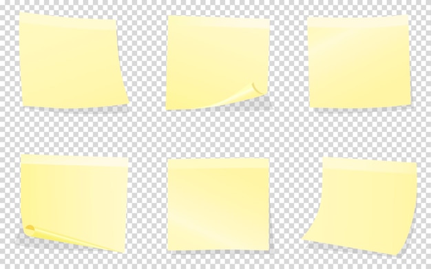 Gelbe haftnotizen isoliert auf transparent isolated