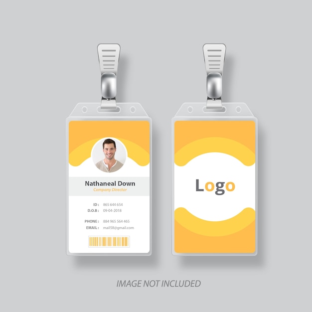 Gelbe identifikation oder id card design