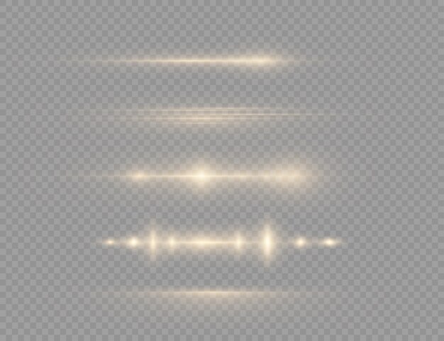 Gelbe leuchtende Lichtlinie explodiert auf einem transparenten Hintergrund.