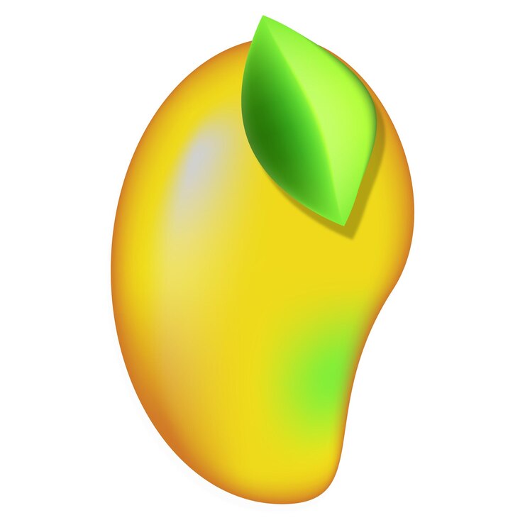 Vektor gelbe mango mit grünem blatt-vektorbild