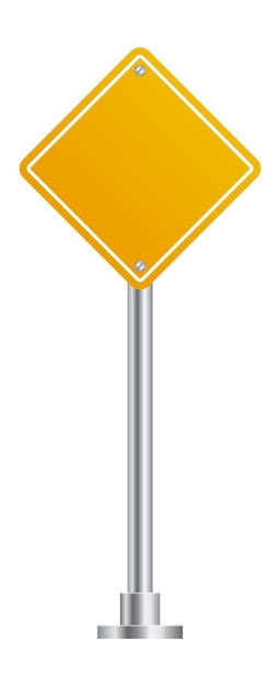 Vektor gelbe raute verkehrsschild. leere verkehrsstraßentafel. vektor-illustration