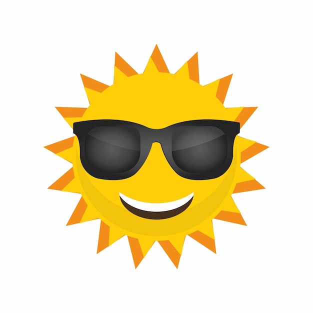 Gelbe Smiley-Sonne mit Sonnenbrille Vektor