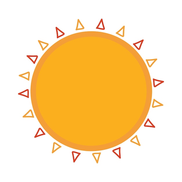 Gelbe Sonne mit dreieckigen Sonnenstrahlen