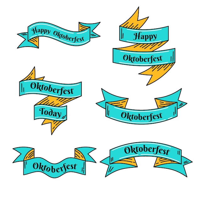 Vektor gelbe und blaue handgezeichnete oktoberfestbänder