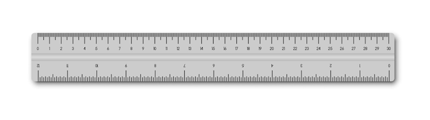 Gelbe und transparente lineale. cm- und zoll-messskala. 30 cm und 12 zoll. vektor eps 10