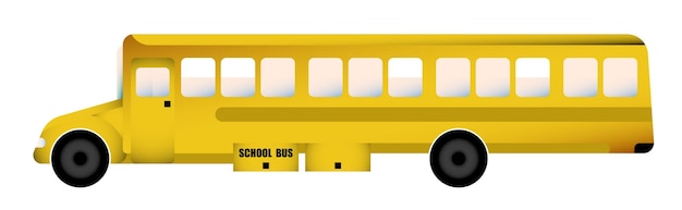 Gelber amerikanischer Schulbus im Cartoon-Stil. Der 1. September ist der Beginn des Schuljahres. Farbvektor für Verkehrssicherheit