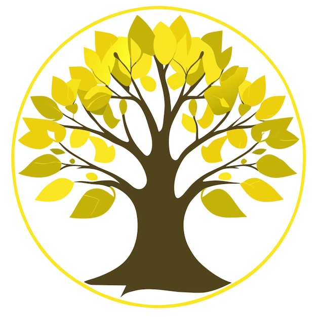 gelber Baumvektor weißer Hintergrund Aufkleber Vektor-Illustration