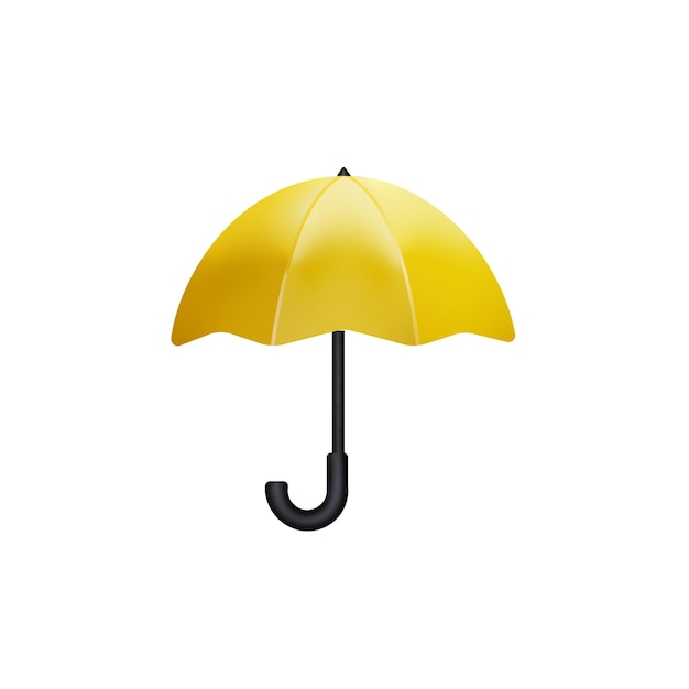 Gelber Regenschirm 3D-Vektorsymbol