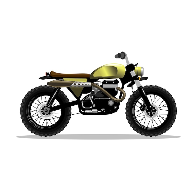 Gelber sportlicher Dirt-Scrambler mit Offroad-Rädern