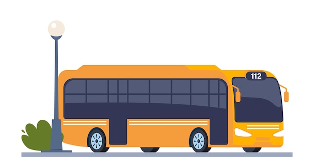 Gelber Stadtbus, Personenverkehr, Seitenansicht, öffentlicher Nahverkehr, moderner Touristenbus