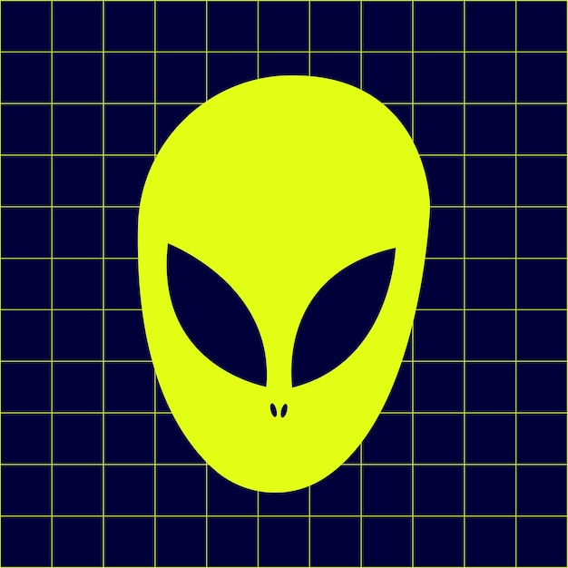 Gelber trippy Alien Leiter der psychedelischen Illustration des Aliens