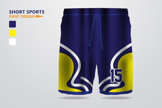 Gelber und blauer Fußballsport Short Pant Design und Vorlage zum Drucken