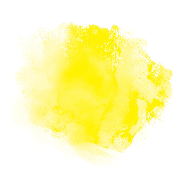 Vektor gelbes aquarell auf weißem hintergrund. es ist eine hand gezeichnet. die farbe, die in das papier spritzt.