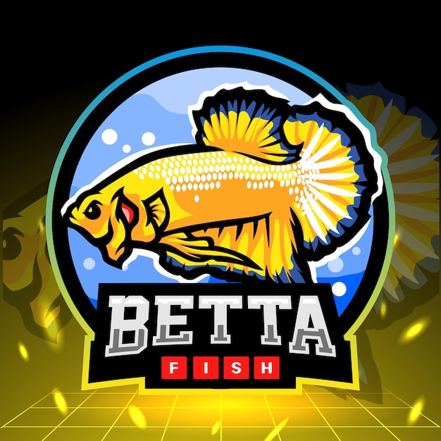 Gelbes betta-fisch-maskottchen-esport-logo-design