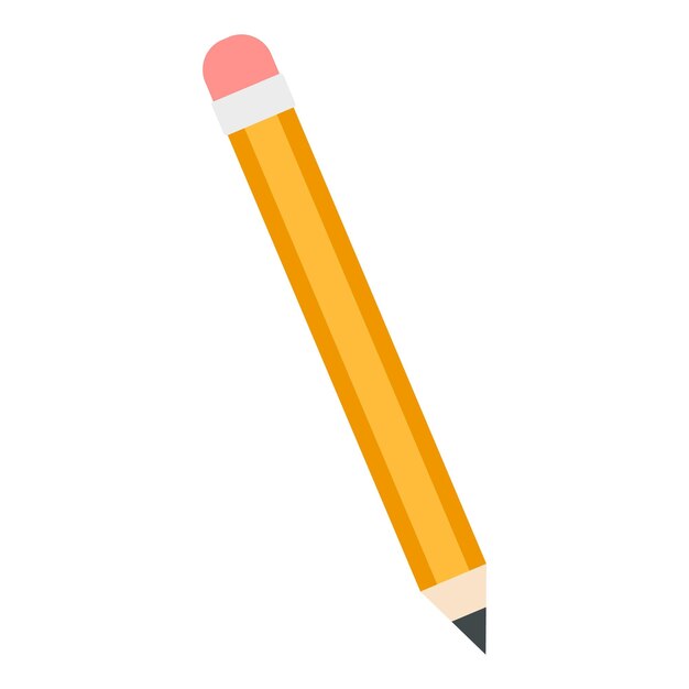 Gelbes Bleistiftsymbol Flache Illustration des gelben Bleistiftvektorsymbols für Webdesign