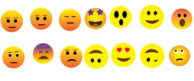 Gelbes Emoji Lustige Emoticons Gesichter mit Gesichtsausdrücken