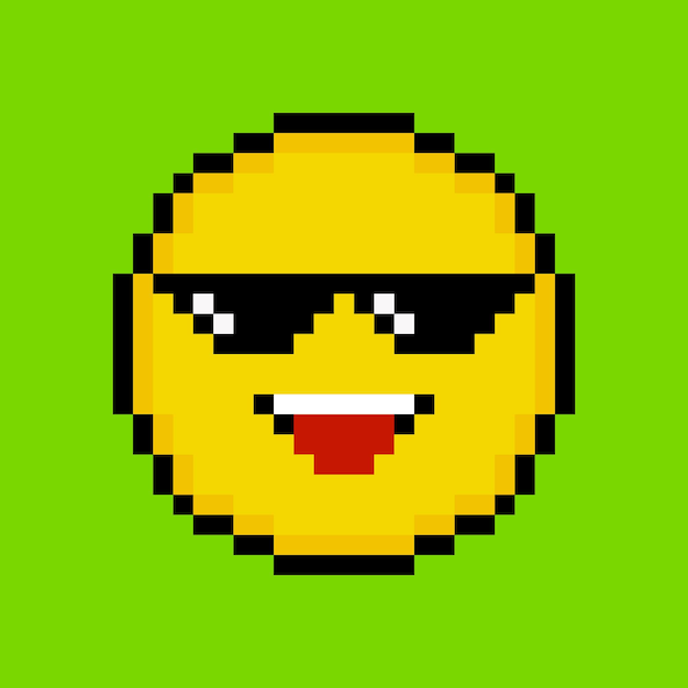 Vektor gelbes emoticon im pixel-art-stil