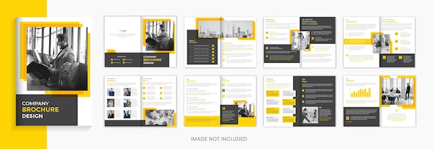 Gelbes firmenbroschürendesign mit minimalistischem gelbem formvektor