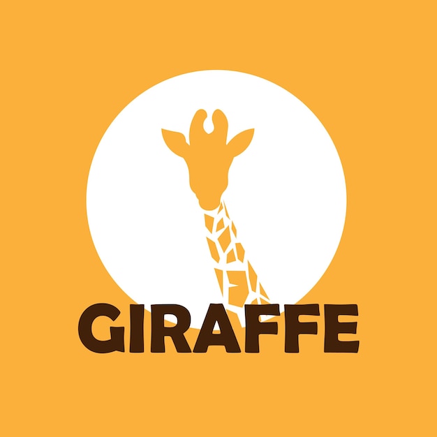 Gelbes giraffenkopf-silhouette-illustrationslogo