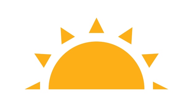 Vektor gelbes halbes sonnensymbol im flachen stil einfaches grafisches symbol für den sonnenuntergang symbol für die sommerhitze halbrundes solarelement vektorillustration isoliert auf weißem hintergrund