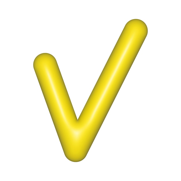 Gelbes Kontrollzeichen realistisch d Kunststoff glänzendes Symbol Vektor-Illustration isoliertes Tick-Symbol