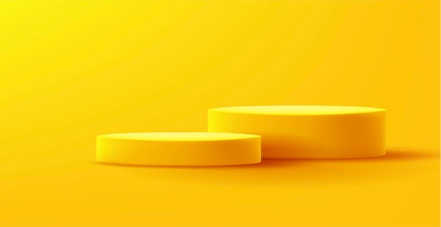 Gelbes leeres 3D-Podium, um Ihre Produkte mit hellen Rendergrafiken zu bewerben
