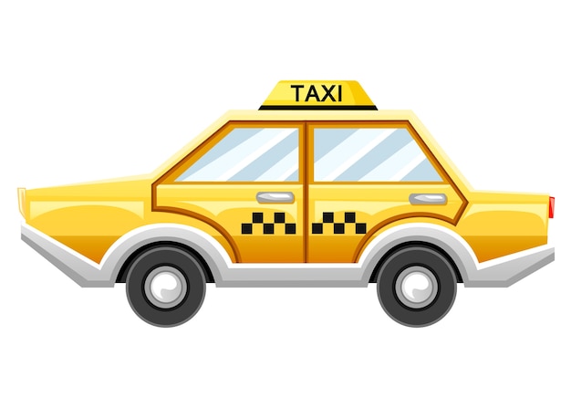 Gelbes taxi. taxi-service. catroon. illustration auf weißem hintergrund