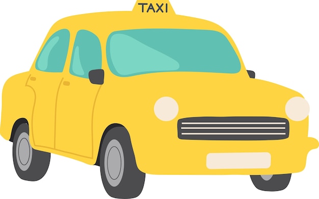 Gelbes taxi, transportfahrzeug, autoservice, illustration, grafisches element, kunstkarte