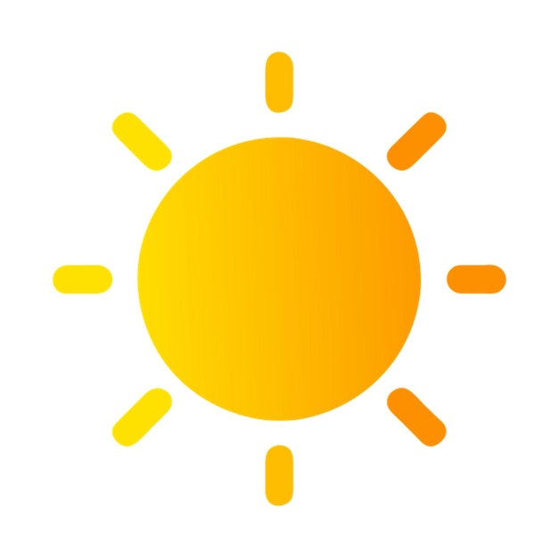 gelbes und orangefarbenes Sonnenbild auf weißem Hintergrund ein einfaches und minimalistisches Bild