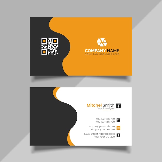 Gelbes Visitenkartendesign, Corporate Business Template Design