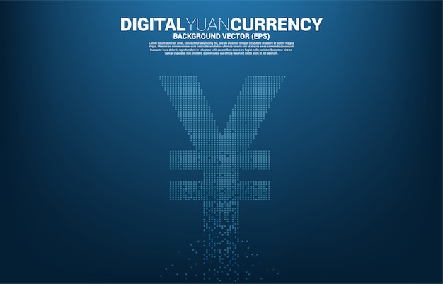 Geld chinesischer yuan und japanischer yen währungsikone von pixel transformieren. konzept für digitale yuan china währung.