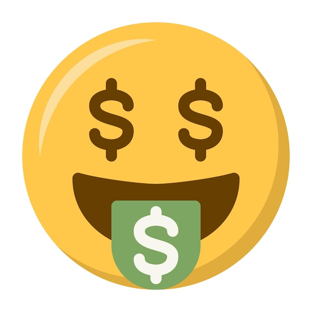 Vektor geld-mund-emoji-symbol