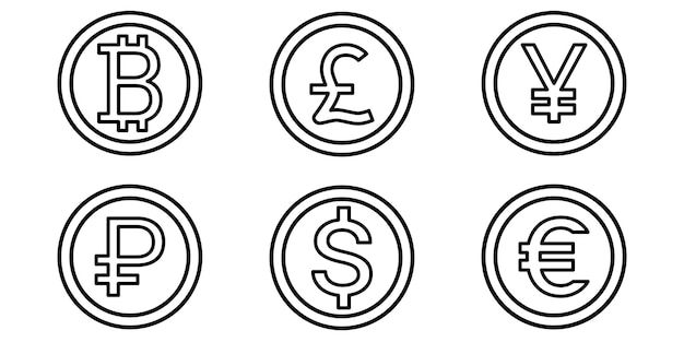 Vektor geld-umriss-symbol währung ist reguliert