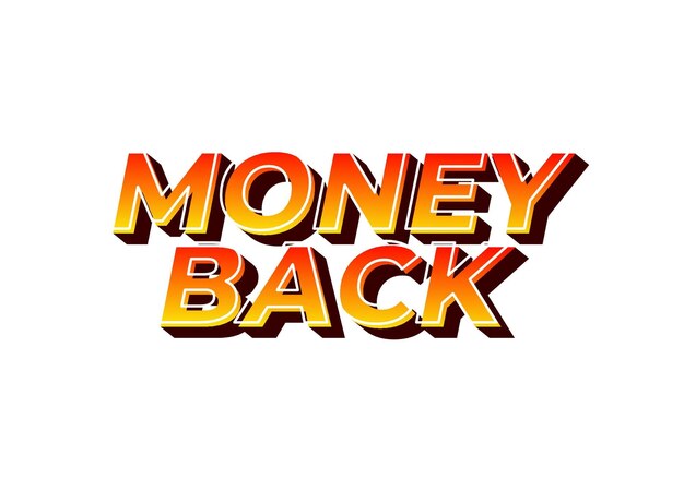 Geld zurück Text-Effekt in auffälligen Farb- 3D-Effekten