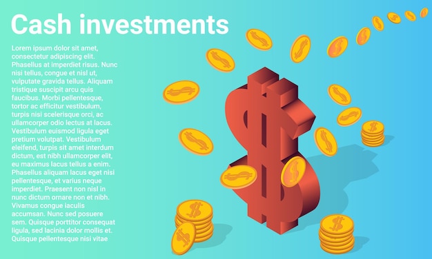 Geldanlagen das dollarsymbol und die darauf fliegenden münzen symbolisieren finanztransaktionen