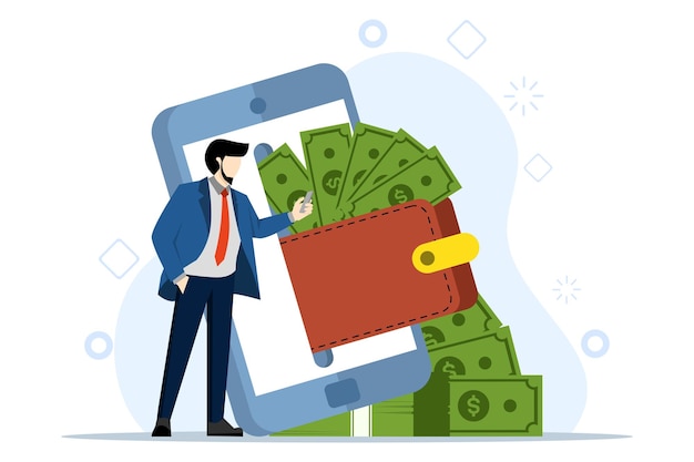 Geldbeutel - Konzept des digitalen Geldes Online-Zahlungs-Banking-Technologie-Transaktion