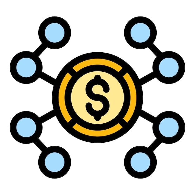 Geldnetzwerk-Symbol Umriss des Geldnetzwerk-Vektorsymbols für Webdesign isoliert auf weißem, flachem Hintergrund