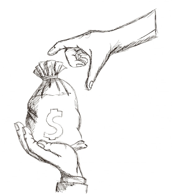 Geldsack Hand finanzielle Symbol