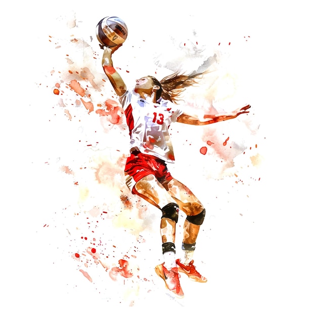 Gemälde eines volleyballspielers