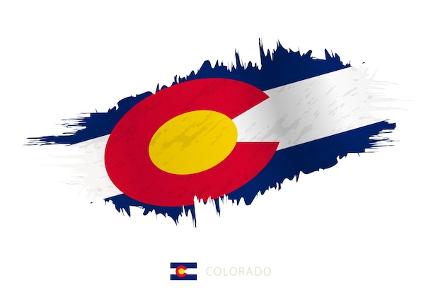 Vektor gemalte pinselstreifen-flagge von colorado mit wellen-effekt.