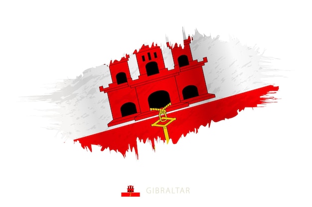 Gemalte pinselstrich-flagge von gibraltar mit wehender wirkung.