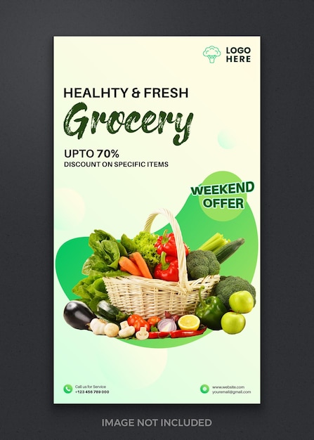 Vektor gemüse obst lebensmittel lebensmittel bio gesund instagram social media story post banner template ads