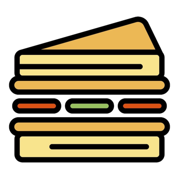 Vektor gemüse-sandwich-symbol umriss gemüsesandwich-vektor-symbon farbe flach isoliert