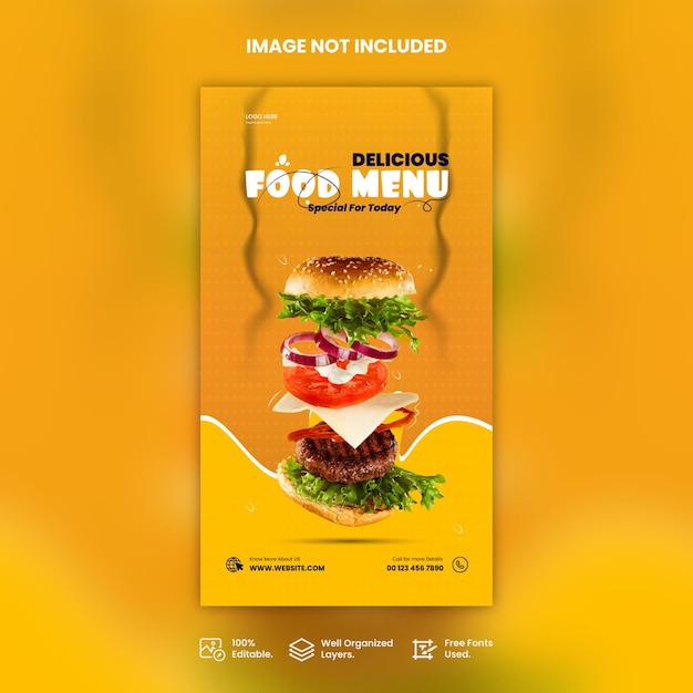 Gemüse veganes frisches gesundes Frühstück Speisekarte Facebook Instagram Story Post Design Template